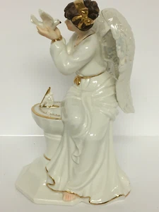 Angel  Ceramic on Sundial w. Dove Made in China O'Well 10x7" Glossy Finish 90s - Picture 1 of 6
