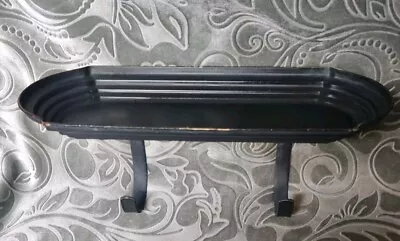 Black Metal Bathroom Toilet Cell Phone Shelf Wall Holder w Hooks Ledge Matte - Image 1 of 4