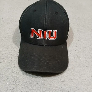 NIU Northern Illinois University Huskies Hat Cap Strap Back Black Red Adjustable - Picture 1 of 10