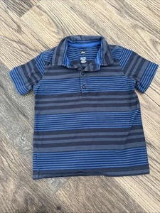 Boys TEA Collection Blue Grey And Black Striped Polo Shirt Size 6 - Picture 1 of 4