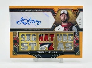 STEPHEN STRASBURG 2022 Triple Treads Patch Auto /18 SIGNATURE STARS NATIONALS - Picture 1 of 2