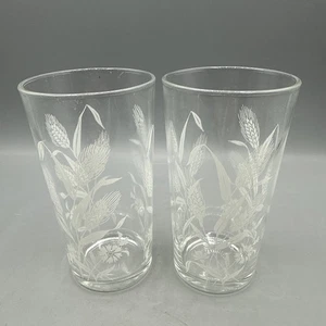 Vintage Hazel-Atlas White Wheat Juice Glasses Mid Century 5.25" Set/2 - Picture 1 of 8