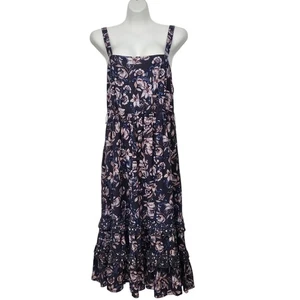 Roan + Ryan Plum Boho Cottagecore Tiered Smocked Prairie Midi Sundress Women L - Picture 1 of 10