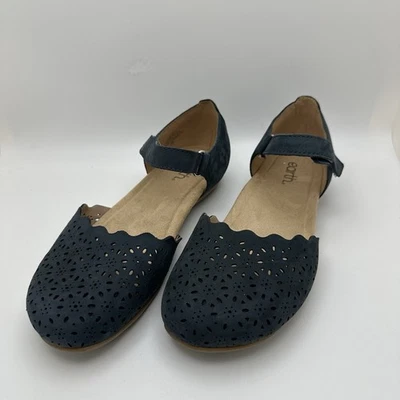 Sandalia superior de cuero perforado azul Earth Origins Brynn para mujer talla 9 Foto 1 de 4