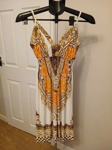 Ladies Summer Dress Orange And Brown Dress - Picture 1 of 13