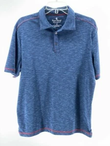Nat Nast Men Sz Medium Polo Shirt Dark Blue Short Sleeve 3 Button Red Stitching - Picture 1 of 9