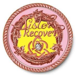 Hermanas en recuperación/nunca más solas/moneda de oro rosa AA/NA/12 pasos recuperación - Imagen 1 de 3