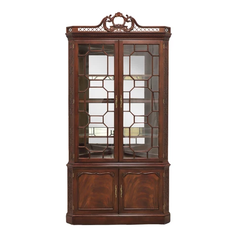 HENKEL HARRIS 1192 29 Mahogany Chippendale Corner Cupboard / Cabinet Cover