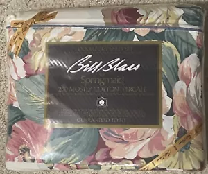 Bill Blass Floral Festival Blue Full Double Sheet Set NEW Flat Fitted Pillowcase - Picture 1 of 2