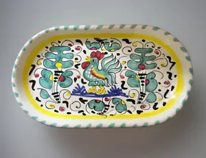 piatto portagioie ovale gallo ITALIANO vintage piattino piante S M ITALIA CERAMICA - Foto 1 di 7