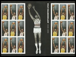 US 4951b Wilt Chamberlain imperf NDC panel gutter block 18 MNH 2014 - Picture 1 of 1
