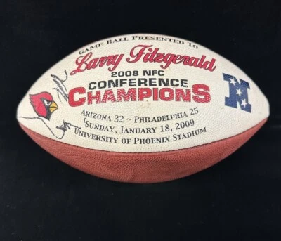 Larry Fitzgerald Arizona Cardinals 2009 HOFer firmado juego presentación fútbol Foto 1 de 4