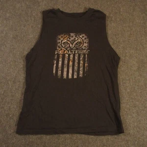 Realtree Tank T Shirt Mens Medium Graphic Black Cotton Crew Basic Sleeveless Top - Picture 1 of 12