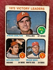 1973 Topps # 66 1972 Victory Leaders Steve Carlton & Gaylord Perry  VG