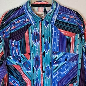 Western Plains Trading Shirt Men's XL Colorful Aztec Southwest Cowboy L Slv VTG - Picture 1 of 8