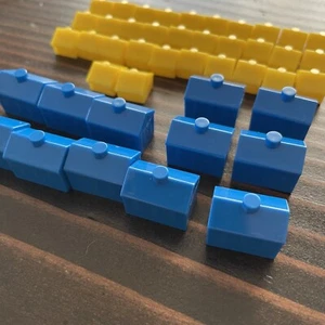 Simpsons Monopoly Replacement set game pieces 32 Yellow Houses & 12 Blue Hotels - Picture 1 of 5