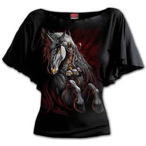 Spiral Direct Infernal Unicorn Boat Neck Bat Sleeve Womens Top - Picture 1 of 10