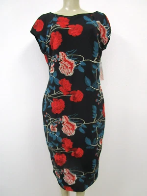 Vestido Floral Bordado Beige Por Eci Talla 10 Sin Mangas Bodycon Midi Nuevo Con Etiquetas Foto 1 de 4