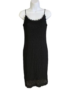 Vintage Size 4 Dress 90s Black Spaghetti Strap Lace Jeanne Alexander Womens Body - Picture 1 of 12