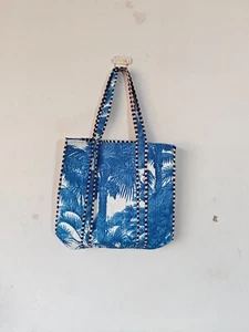 Floral Print Cotton Tote Bag Eco Friendly Sustainable Sturdy Grocery Tote Bag - Picture 1 of 8