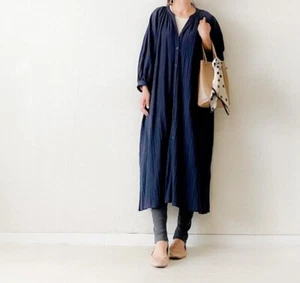 UNIQLO Navy Cotton Button Through Midi Dress Size Large L - Picture 1 of 2