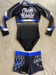 Cheerleading Uniform Top Singlet & Shorts Allstars Cheer World Adult Small - Picture 1 of 14