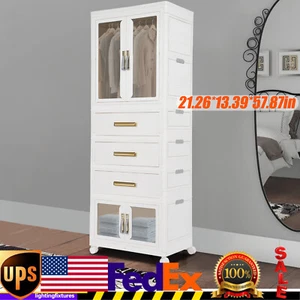 Portable Closet Wardrobe Freestanding Clothes Rack Storage Organizer Shelf - Picture 1 of 20