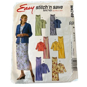 McCall's Easy Stitch 'n Save Sewing Pattern M4749 Jacket & Dress Size 8-14 Uncut - Picture 1 of 4