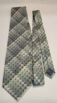 State-ments - Corbata para el cuello - Seda a cuadros verdes - Hecha en China - Larga Foto 1 de 3