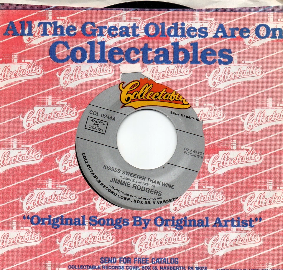 JIMMIE RODGERS - KISSES SWEETER THAN WINE / BIMBOMBEY - Image 1 of 1