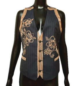 ❤️GAULTIER MONSIEUR,EMBROIDERED FLORAL STRIPPED VEST ,HARD TO FIND! - Picture 1 of 13