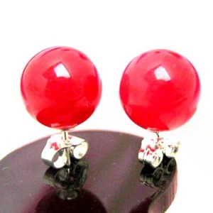 10mm Round Natural Red Jade Earring for Women Jewelry Stone Earring Stud Earring - Picture 1 of 3