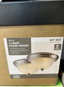 11 in. 1-Light Brushed Nickel Flush Mount (2-Pack) - Picture 1 of 1
