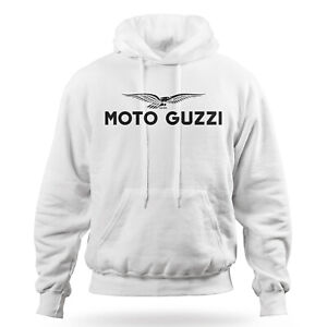 Felpa Maglia con Cappuccio Motoguzzi Moto Guzzi Bianca Nera Uomo S M L XL XXL