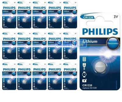 16 x Philips CR1220 3V Lithium Button Battery Coin Cell DL1220 - EXPIRY 2025 - Image 1 of 2