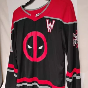 Camiseta deportiva de hockey para hombre Marvel Deadpool negra gráfica talla L (42-44) ¡Nueva! - Imagen 1 de 5