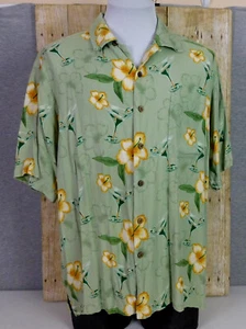 Tommy Bahama Hawaiian Shirt Mens Large Short Sleeve Silk Martini Glass Floral - Picture 1 of 4