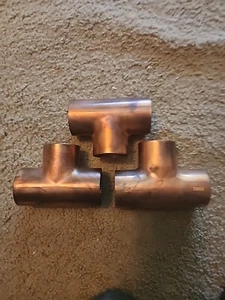 (3) 1-1/2 x 1-1/2 x 1-1/2 in. Sweat Solder Copper Tee - Picture 1 of 4