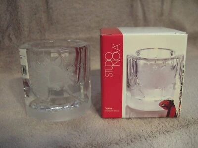 Studio Nova Etched Glass Votive Candle Holder 'Holiday Bells' Christmas NIB - Image 1 of 4