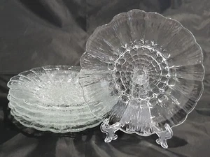 Set of 6 Vintage Clear Glass Cake Plates - Picture 1 of 7