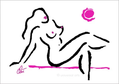 JACQUELINE DITT - Hot Girl Pink Moon A3 sign.ltd.Origi.l Druck Grafik Akt Pin Up - Bild 1 von 3