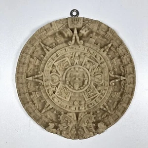 Vintage Mayan Aztec Calendar Wall Hanging Plaque 7” Diameter Circular Wall Art - Picture 1 of 5