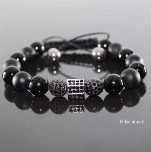 Elegante Pulsera Perlas Negro Ajustable con Elementos de Rhinestone, Unisex - Imagen 1 de 1