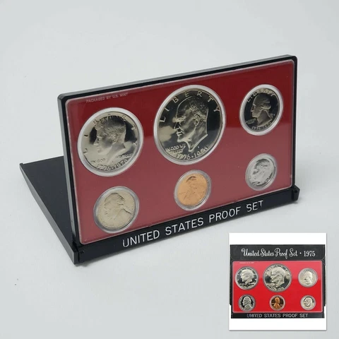(1) 1975 S United States Proof Set With Good Cover Flap / Stand in Original Box Cover