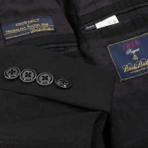 Brooks Brothers 1818 Blazer 48L Regent Navy Giacca Lana Estrato Made in Italy - Foto 1 di 20