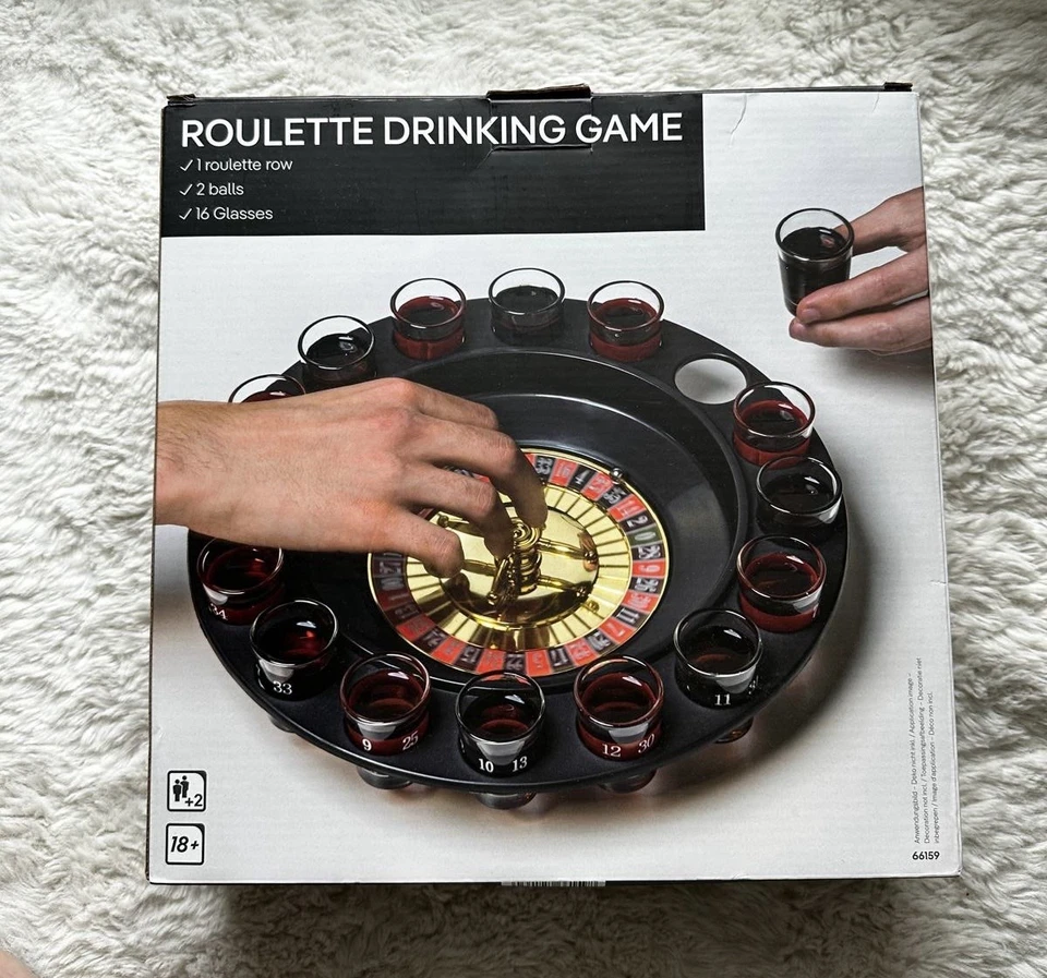 Neues Roulette Trinkspiel mit 16 Gläsern & 2 Kugeln – Partyspiel ab 18 - Bild 1 von 1