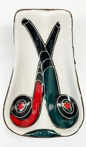 MID CENTURY HAND PAINTED CERAMIC DOUBLE Twin SMOKING PIPE HOLDER STAND ITALY VTG - Picture 1 of 9
