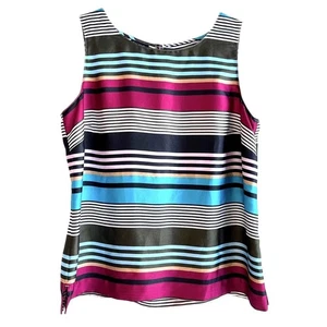Striped Sleeveless Blouse Top Colorful Career Casual - Picture 1 of 8