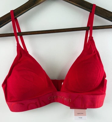 Sutiã triangular sem fio leve Calvin Klein vermelho tamanho XS novo com etiquetas - Imagem 1 de 4