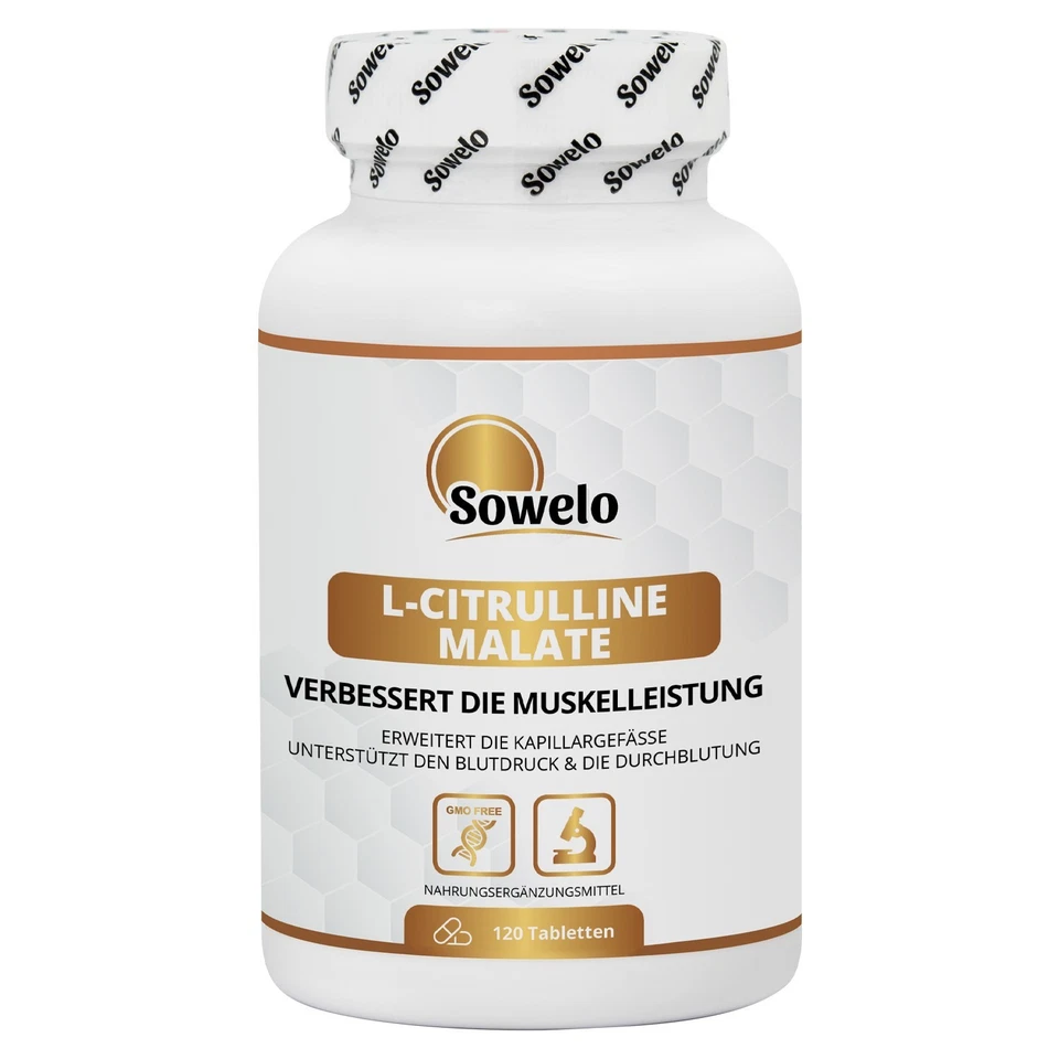 L-Citrullin Malat 1000 mg – Tabs – Muskelpump, Durchblutung & Leistung – Sowelo - Bild 1 von 4